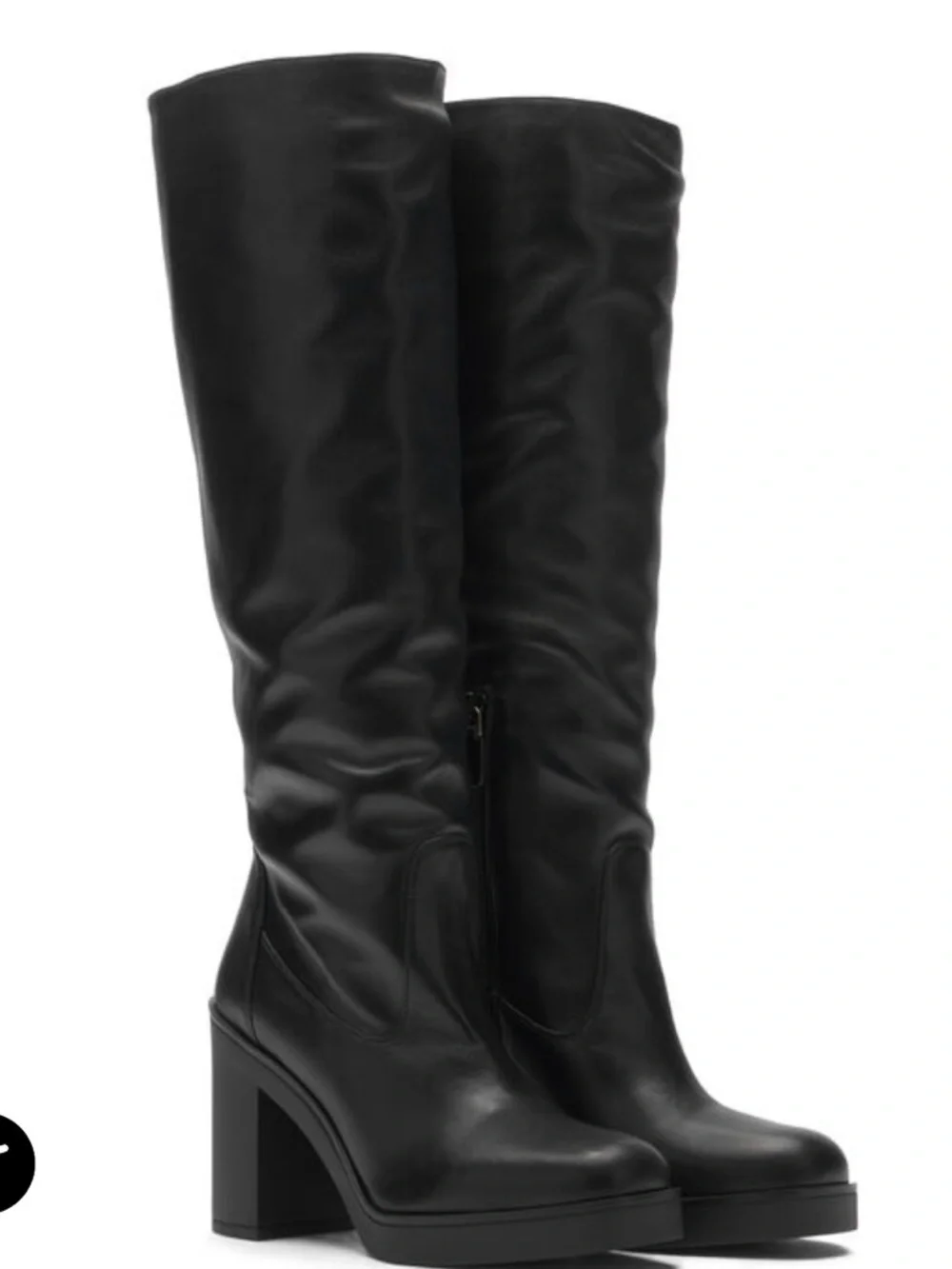 Stewart Weitzman Bethany 80 Classic Tall Black Leather Platform Boots Size 9